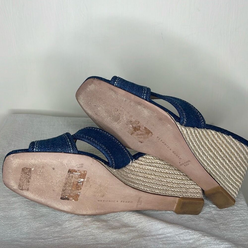 VERONICA BEARD EDNA ESPADRILLE WEDGE SANDALS Mountain Blue Size 8.5 - Picture 7 of 9